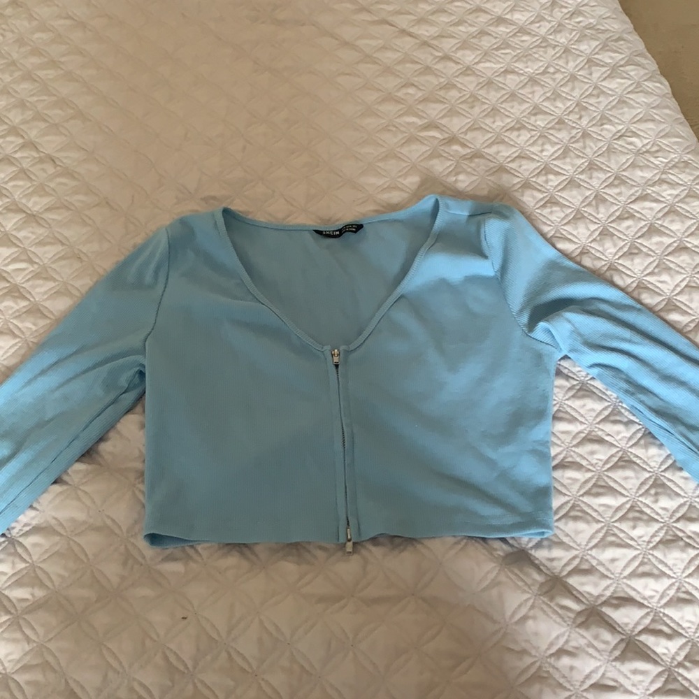Blue Zip Up Top